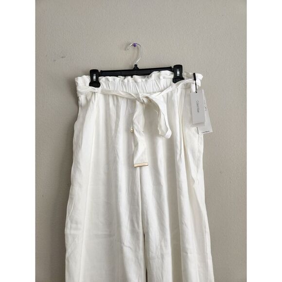 Calvin Klein LINEN BLEND‎ HIGH RISE PAPERBAG PANTS | Size S - Picture 3 of 6